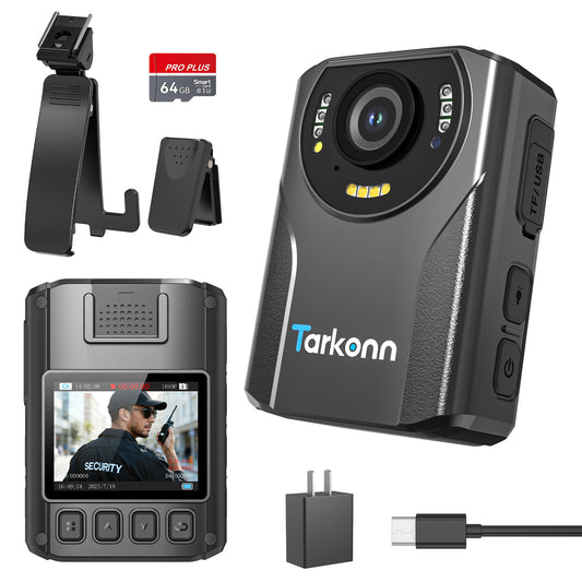 WiFi Body Camera with GPS，1080P HD Video & 48MP Photo, 4000mAh Battery, Night Vision & SOS Alert, 64GB Built-in Storage, Body Worn Camera for Security, Campus Patrol & Delivery