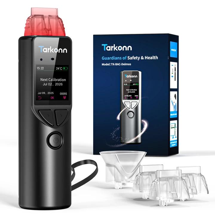 Smart Rechargeable Breathalyzer - High-Precision Fuel Cell Sensor Alcohol Tester with 1.3" Color LCD Screen, Bluetooth App Integration for Personal Tracking, Portable & Discreet with Tri-Color LED Alert