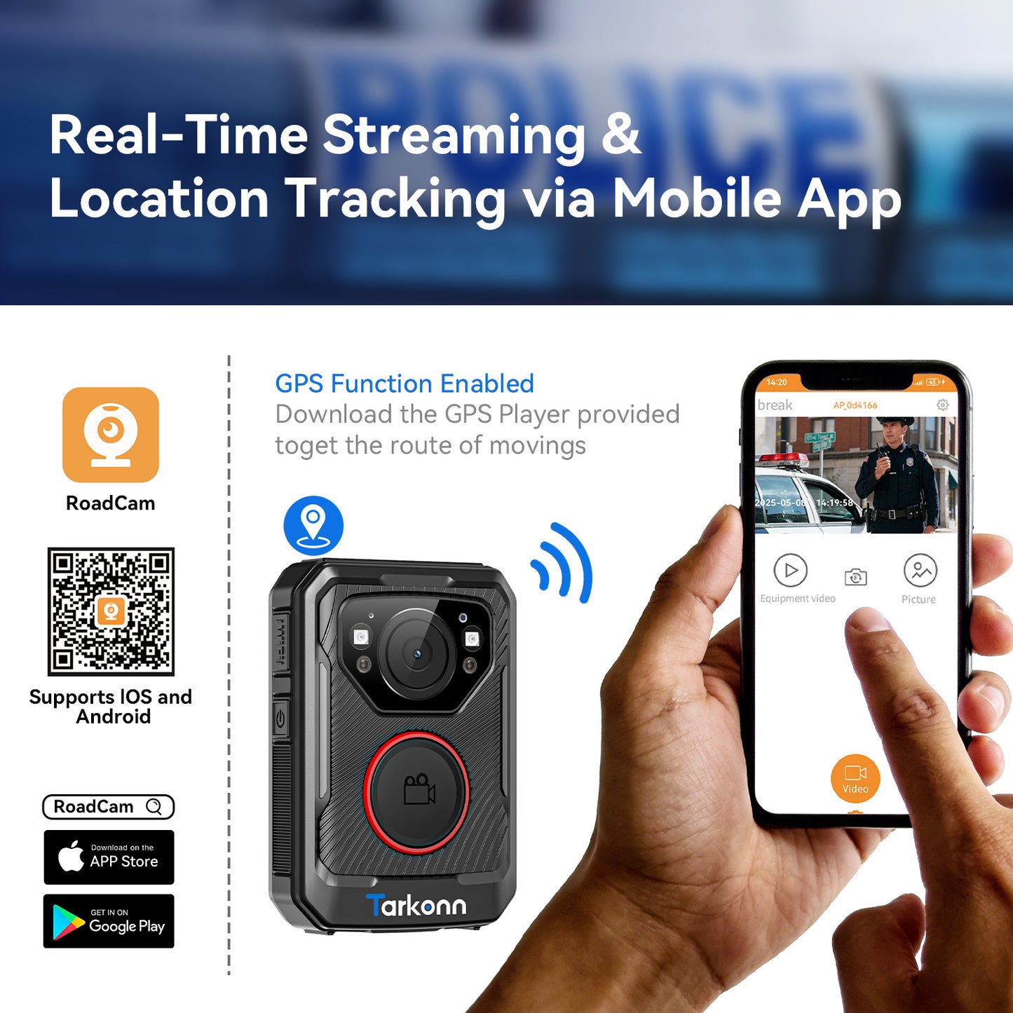 Police Body Camera, 1080P HD Body Worn Camera, 64G & IP68, GPS Enabled Body Cam with APP, 12Hours Battery, Night Vision, Video Recorder for Law Enforcement