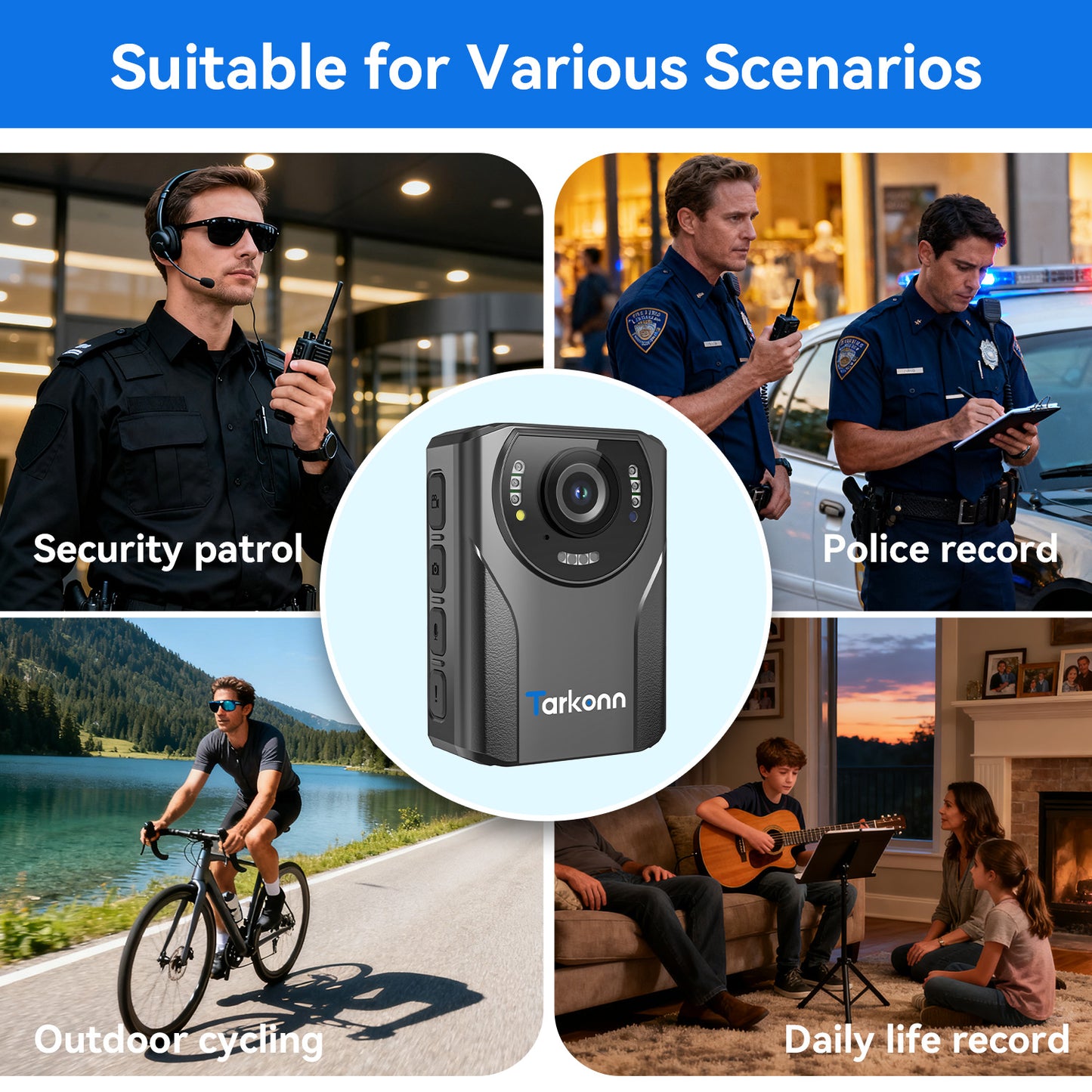 WiFi Body Camera with GPS，1080P HD Video & 48MP Photo, 4000mAh Battery, Night Vision & SOS Alert, 64GB Built-in Storage, Body Worn Camera for Security, Campus Patrol & Delivery